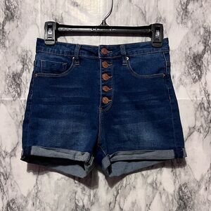 YMI Blue Jean Shorts with Rolled Hems and Mid-Thigh Length